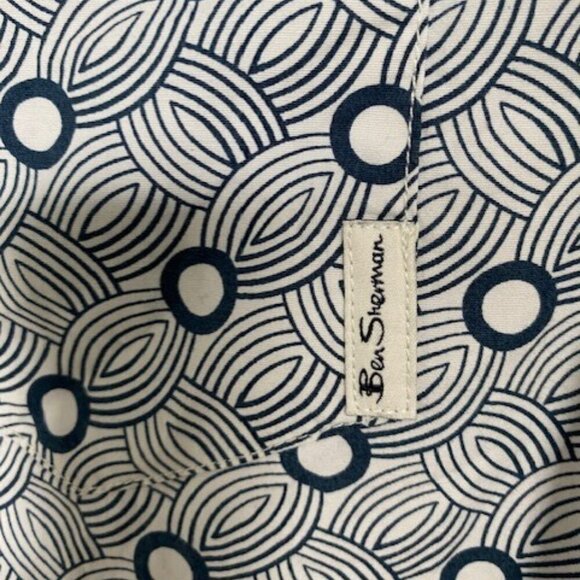 BEN SHERMAN Short Sleeve Retro Blue Print Shirt Sz Medium - Picture 5 of 12